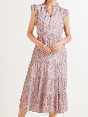 BB Dakota Steve Madden XXL Floral Ruffle Tiered Midi Dress